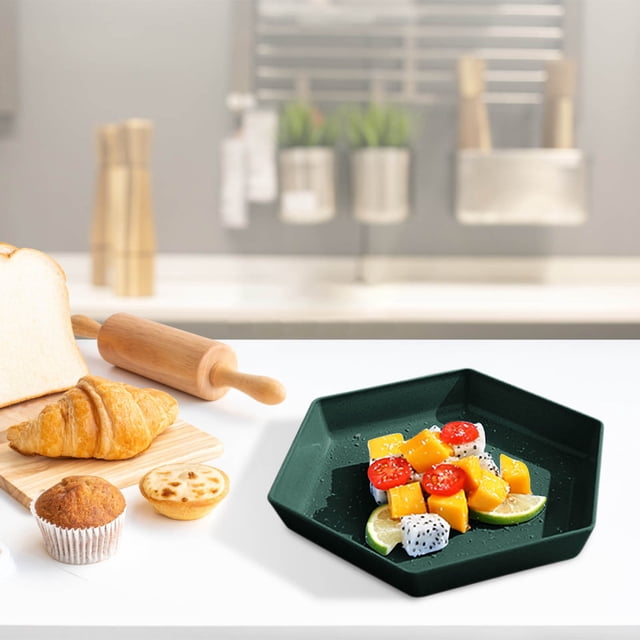 YoGold Assiette à Dessert Hexagonale Haut de Gamme, Assiettes d'Apéritif Réutilisables, Soucoupe à Dessert, Ensemble de Vaisselle Colorée pour Collations pour Fruits, Bonbons, Plats d'Accompagnement Plateau à Bonbons pour Table Basse de Salon à la Maison Vert