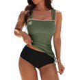 thumbnail image 1 of Moxiu Women's Two Piece Tankini Sets Scoop Neck Tummy Control Ruched Shell Stitched Modest High Waisted Bathing Suit 2026 Army Green,L, 1 of 9