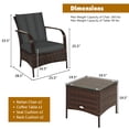 thumbnail image 2 of Gymax 3PCS Patio Rattan Conversation Set Outdoor Furniture Set w/ Table Cushions, 2 of 10