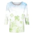 thumbnail image 5 of Besolor T-Shirts de la Saint-Patrick pour Femmes Imprimé Col Rond Manches 3/4 Tunique Décontractée Blouse d'Été Ample, 5 of 5