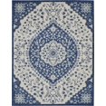 thumbnail image 1 of homeroots home decor 385627 8’ x 10’ Ivory and Blue Medallion Area Rug, 1 of 1