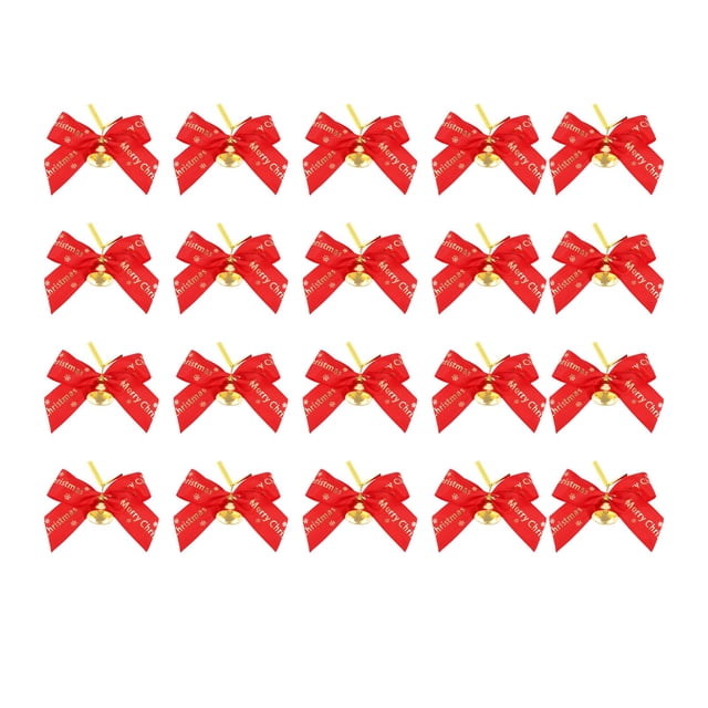 20pcs Christmas Bows Mini Christmas Tree Bows Mini Bowknot Ornament Xmas Tree Hanging Pendant For Xmas Tree Hanging Decoration