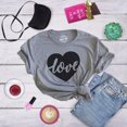 thumbnail image 2 of T-shirt pour Femmes « Love Script Heart Cute Relationship » pour Dames (Gris Chiné Foncé) - TTG, 2 of 3