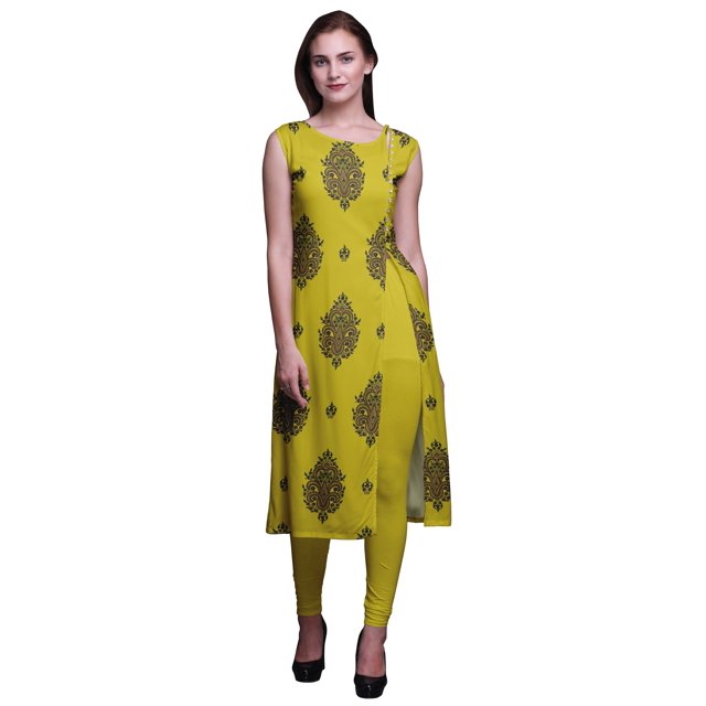 Bimba Sleeveless Printed Summer Kurti Straight Tunic DressesForWomen