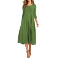 thumbnail image 1 of Nlife Robe Midi Évasée à Manches 3/4 et Col Rond pour Femmes, 1 of 4