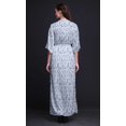 thumbnail image 4 of Bimba Robe Longue en Rayonne à Feuilles de Bleuet pour Femmes, Boho, Plage, Cocktail, Fête, Robe Fendue Maxi - Grande, 4 of 6