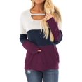 thumbnail image 1 of Women's Long Sleeve Tunics Color Block Cutout Sweatshirt Loose Fit Tops, 1 of 5