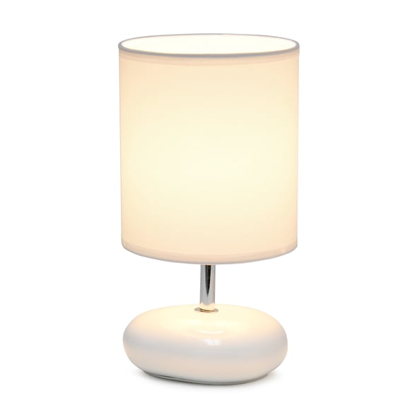Petite Circle Stone Table Lamp, White