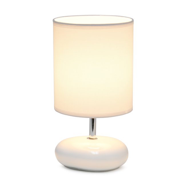 Petite Circle Stone Table Lamp, White