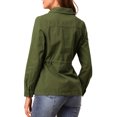 thumbnail image 3 of INSPIRE CHIC Women's Drawstring Waist Flap Pocket Zip Button Utility Jacket, 3 of 6