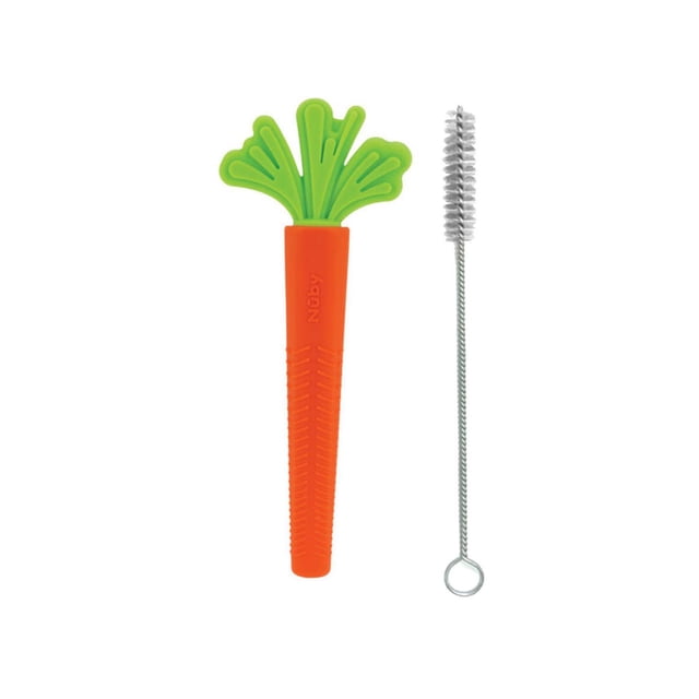 Nûby 100% Soft Silicone Carrot Tube Baby Teether, for Children 3 Months+