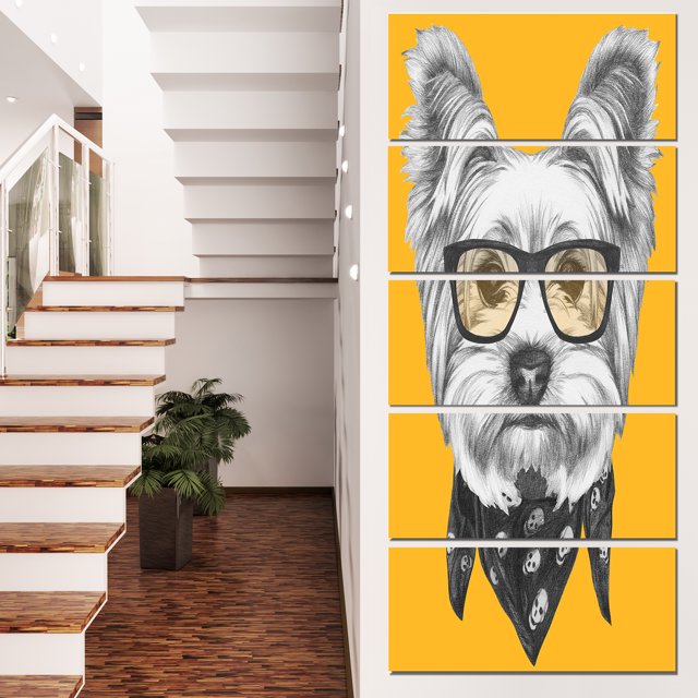 Funny Terrier Dog with Glasses - Animal Canvas Art Print