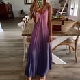 thumbnail image 2 of Tumotour Robes d'Été pour Femmes, Camisole Trapèze Longue et Fluide, Robe Maxi à Col en V Sans Manches à Bretelles Spaghetti, Robe Soleil Évasée à Volants Bohème Imprimée pour Plage, Sorties, Fête, Rendez-Vous, Vacances, 2 of 4