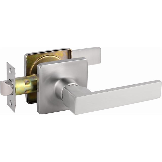 Brushed Nickel Door Handles Nickel Door Lever Privacy Use Door Lock Set Interior Bathroom/Bedroom Door Handle Satin Nickel Reversible for Left Right Sided Doors