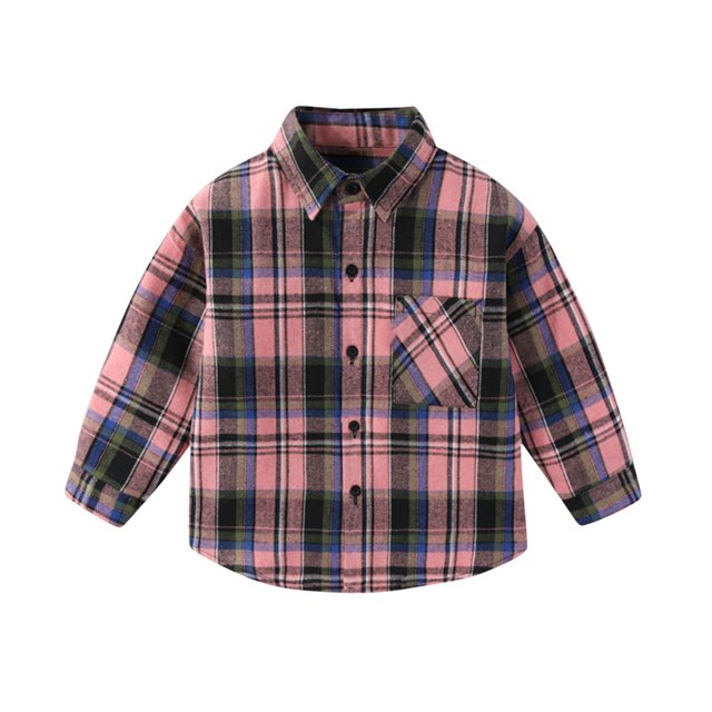 Tranfacy Chemises à Carreaux à Boutons pour Enfants à Manches Longues Col Rabattu Manteau d'Automne et Couche de Base
