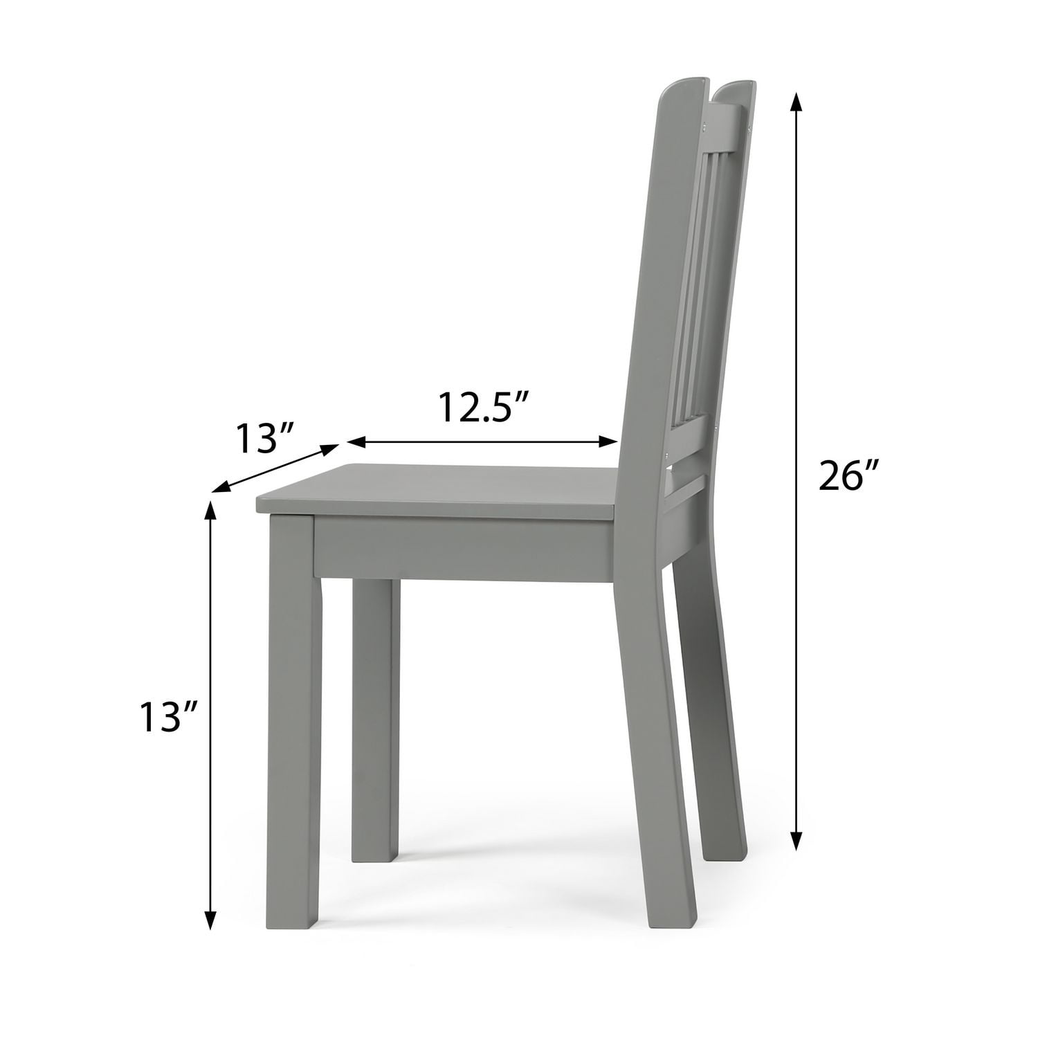 Humble Crew Kids Table and Chair Set (2 Chairs Included), Grey