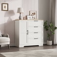 thumbnail image 1 of Towallmark Armoire Garde-Robe en Bois avec 4 Tiroirs, Porte et Tringle - Armoire de Rangement Moderne et Commode pour l'Organisation de la Chambre - Brun + Blanc, 1 of 8