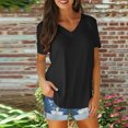 thumbnail image 1 of AherBiu Plus Size T Shirts for Women V Neck Loose Short Sleeve Tops Blouses Solid Color Basic Tees, 1 of 6