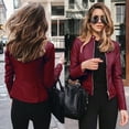 thumbnail image 1 of DPTALR Women Ladies Lapel Motor Jacket Coat Zip Biker Short Punk Cropped Tops, 1 of 6