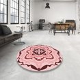 thumbnail image 4 of Ahgly Company Tapis d'Intérieur Lavable à la Machine, Carré, Transitionnel, Rouge Pâle Rose, Tapis de Zone, 6 Pieds Carré, 4 of 7