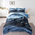 thumbnail image 1 of Erosebridal Black Train Bedding Toddler Comforter Set, Steam Engine Down Comforter, Black Blue, 2 Pieces, Reversible, 1 of 6