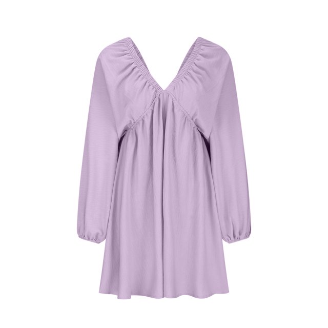 Gspmoly Robes pour Femmes, Robe à Manches Longues pour Femmes à Col en V Longueur Genou, Robe Aguichant Rétro Ample, Robes de Mariage pour Femmes Offres des Fêtes