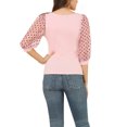 thumbnail image 3 of INSPIRE CHIC Blouse pour Femme à Pois, Encolure Carrée, Maille Semi-Transparente, Manches 3/4, 3 of 6