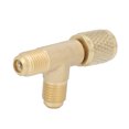 thumbnail image 1 of Adaptateur de Té de Noyau de Vanne, Adaptateur de Té d'Attelage Rapide Durable 1/4 Po Antirouille en Laiton Haute Résistance pour R22 R12 R134, 1 of 8