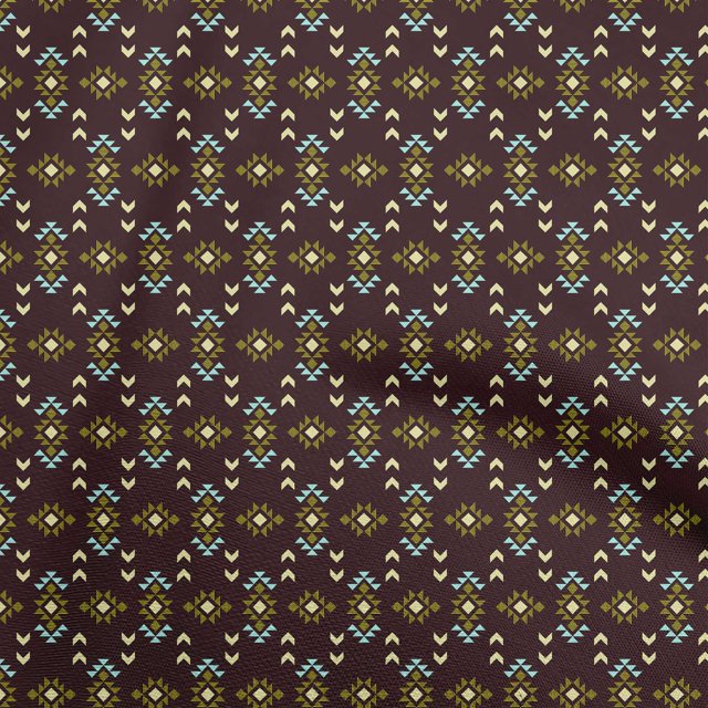 oneOone Cotton Poplin Chocolate Brown Fabric Geometric Craft Projects Decor Fabric Printed By The Yard 56 Inch Wide