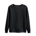thumbnail image 1 of Moxiu Chandails à Col Rond pour Femmes Automne Manches Longues en Molleton Chandail de Base Uni Chandail à Enfiler Hauts Chandail Chandail Noir,G, 1 of 7