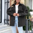 thumbnail image 2 of WEIYLL Womens Fleece Jackets Shirt Oversized Button Down Long Shacket Pockets Black Fall Tops Size XL, 2 of 5