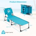 thumbnail image 3 of Gymax Chaise Longue de Plage Portable Chaise Pliante Inclinable avec Trou pour le Visage Turquoise, 3 of 9