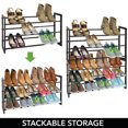 thumbnail image 4 of mDesign Metal 3 Tier Adjustable/Expandable Shoe and Boot Storage Organizer Rack - Space-Saving Angled Vertical Storage - Closet Entryway Mudroom Bedroom Garage - Black, 4 of 5