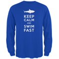 thumbnail image 1 of Shark Keep Calm and Swim Fast Royal Adult Long Sleeve T-Shirt, 1 of 1