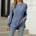 thumbnail image 2 of yoeyez Tunique en Tricot pour Femmes, Chandails à Manches Torsadées Patchwork, Col Ras du Cou Raglan, Chemises à Manches Longues, Hauts Mode Automne 2024, Bleu, TG, 2 of 6