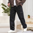 thumbnail image 2 of ShomPort Full Length Pants for Mens Elastic Waistband Full Length Straight Patchwork Chinos Comfy Basic Pants with Multi-Pockets, 2 of 8