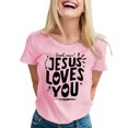 thumbnail image 3 of T-Shirt Tendance pour Femmes, Décontracté, Imprimé, Col Rond, Manches Courtes, pour le Quotidien, Hauts Tendance pour Femmes, 3 of 3
