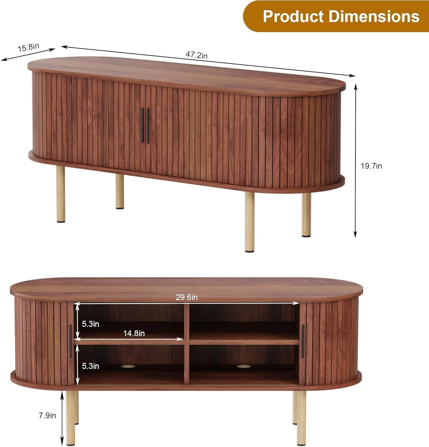 AKDSteel 47.2" Tv Cabinet With Storage And Sliding Doors, Wood Media Console Table For Tvs Up To 80 Inches, Modern Entertainment Center For Living Room, Bedroom, Or Hallway