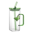 thumbnail image 1 of Tasse en Verre avec Paille Résistante à la Chaleur 350 ml pour Boissons Froides Jus Lait Boisson Café Texture en Verre avec Couvercle pour Usage Quotidien, 1 of 5