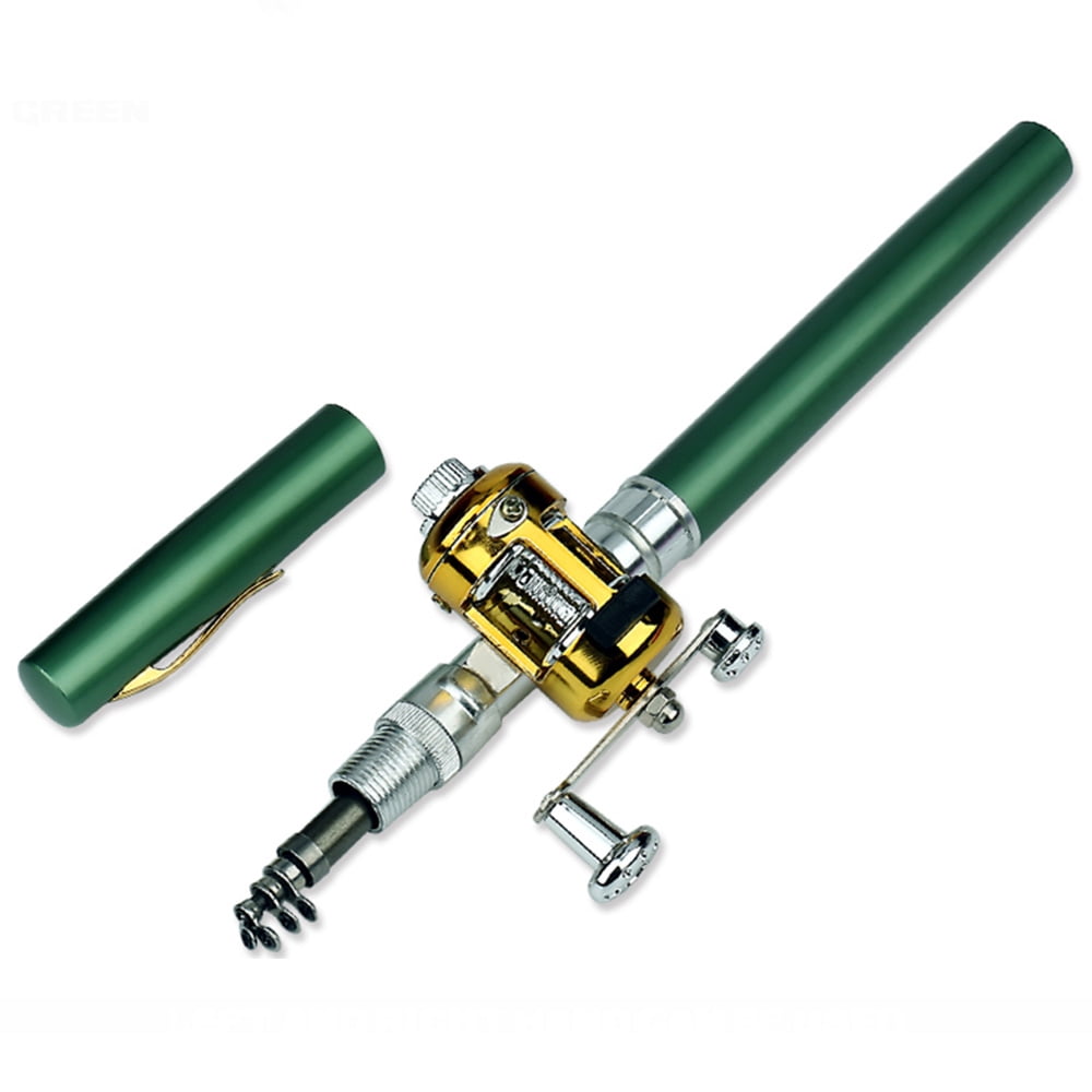 Combo Pen Fishing Rod Reel Combo Set Mini Portable Pocket Fishing Rod Pen Portable Telescopic Fishing Rod Green