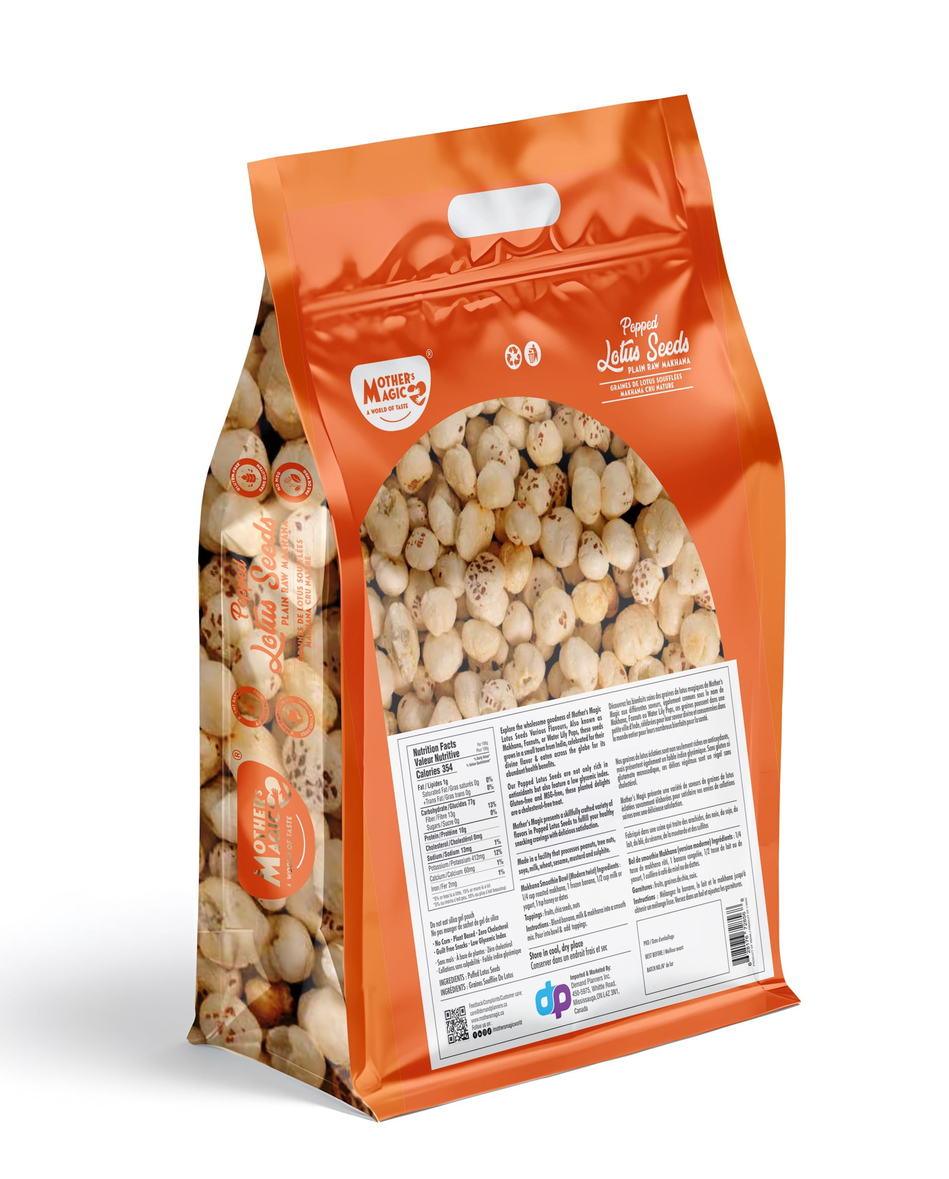 Mother's Magic Graines de lotus soufflées – Makhana nature brut 200G