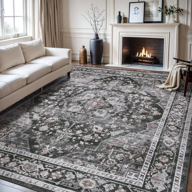 -Runner Rug X Rugs for Living Room- Machine Washable Rug-Soft Living Room Rug-Vintage Non Slip Carpet-Rugs for Bedrooms Dining Office