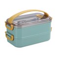 thumbnail image 1 of EGNMCR Microwave Lunch Box Japanese Wood Bento Box 2 Layer Container Storage New dish towel, 1 of 6