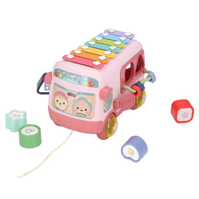 Bus Musical Xylophone, Bus Musical Cultiver la Conscience Spatiale Éviter Automatiquement les Obstacles pour Enfants pour la Maison Rouge