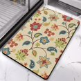 thumbnail image 3 of Non-Slip Green Floral Area Rug - Modern 20x32 Inch Washable Carpet for Bedroom, Bathroom, Entryway and Laundry Room - Distressed Small Accent Rug, 3 of 5