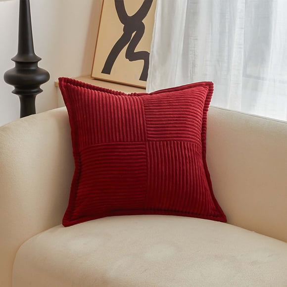 Kcavykas Taie d'Oreiller de Literie, Housse de Coussin de Déco Maison Couleur Unie Velours Côtelé Patchwork Maïs Housse de Coussin Froissée