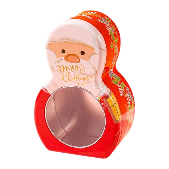 Christmas Candy Box Christmas Tins Box Christmas Decoration for Desktop Ornament Santa A