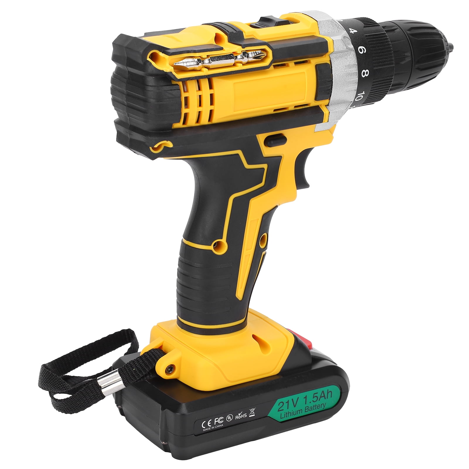 Rechargeable Lithium Electric Chuck Drill Cordless Drill Household Power Screwdriver with Stepless Speed Regulation AC100-240V