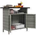 thumbnail image 1 of Outsunny Armoire de Rangement en Osier, Buffet d'Extérieur, Gris, 1 of 10