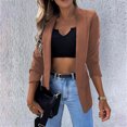 thumbnail image 2 of IROINID Veste Blazer Courte pour Femme, Col à Revers, Couleur Unie, Manches Longues, Cardigan de Tailleur pour Dames à Revers, Manteau de Tailleur Décontracté, Kaki, 2 of 9